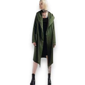 Army Green Long Duster Cardigan Jacket Hooded